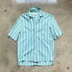 Acne studios stripped blue button down shirt in size 48.
